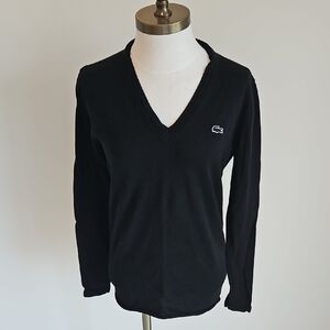 Lacoste Classic Black cotton V-Neck Pullover